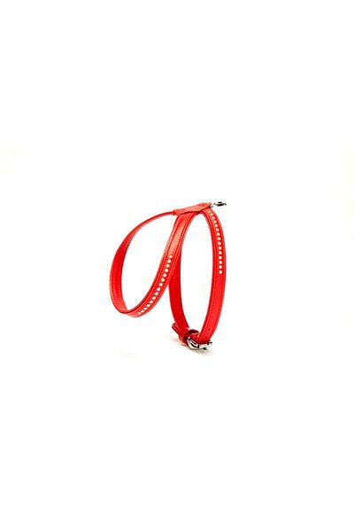 K&A Stoned Leather Dog Collar 1.2 X 25-35 cm Red