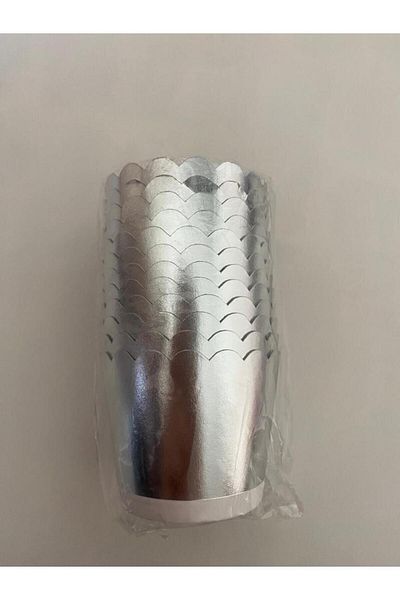 AKTEZ-EL 12 Pieces Silver Muffin Cupcake Cake Mold