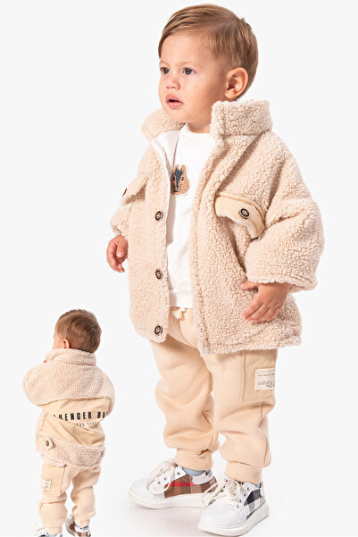 Jikko Baby Peluş Mont 3'lü Bebek Takımı 8067