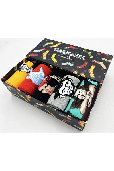 CARNAVAL SOCKS Кутия с 5 произведения на изкуството - 3 шарени унисекс чорапи