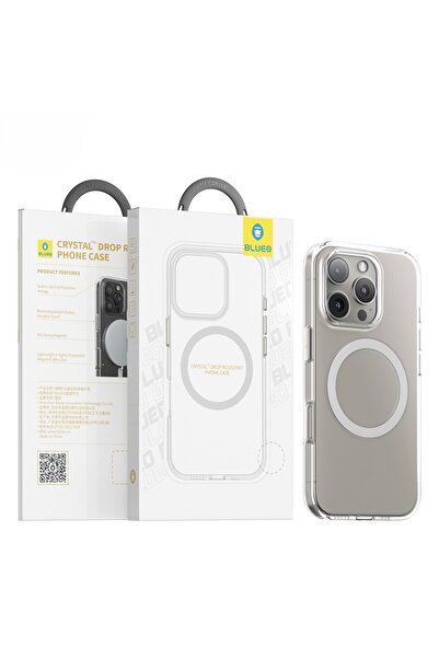 BLUEO حافظة هاتف شفافة مقاومة للسقوط لهاتف آيفون 16 برو متوافقة مع ماجسيف كري...