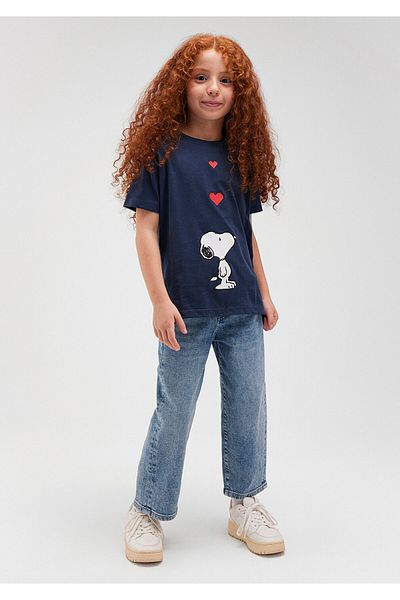 Mavi Tricou cu imprimeu Snoopy bleumarin, cu croiala normala 7610242 -70488