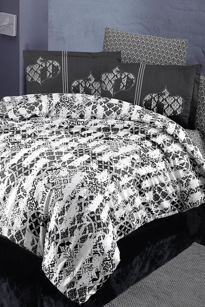 Altınbaşak Alchera Black Satin Double Duvet Cover Set