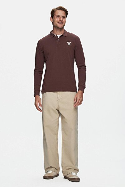 UCLA Ανδρικό φούτερ με στάμπα με λαιμόκοψη MAXWELL καφέ πόλο