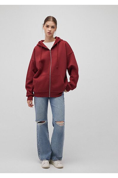 Mavi Burgunderrotes Sweatshirt mit Kapuze und Reißverschluss - 1610221 -85493