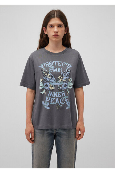 Mavi Τυπωμένο μπλουζάκι από ανθρακί κανονική εφαρμογή / κανονική εφαρμογή 1612593 -80776