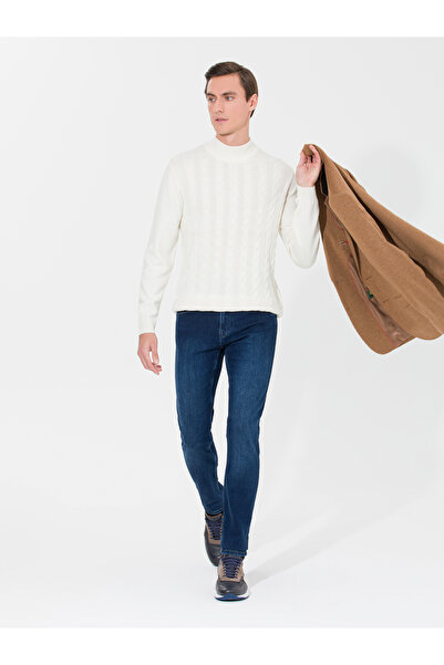 Cacharel Ecru Slim Fit Quarter Turtleneck Sweater 50260300-Vr019