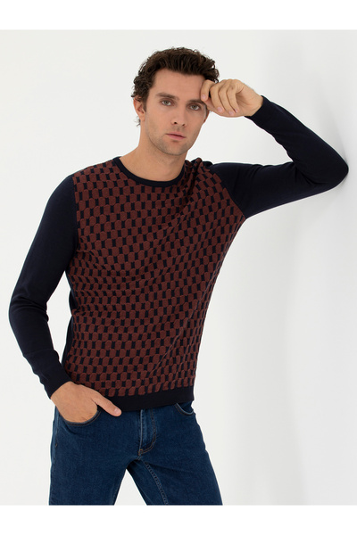 Cacharel Navy Blue Slim Fit 100% Cotton Crew Neck Knitwear Sweater 50234963-V...