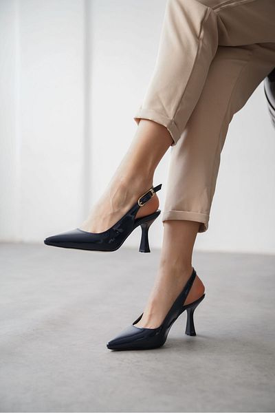 MODAADAM Pantofi cu toc înalt Ovis de damă - bleumarin-piele lacuită