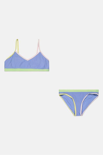 Ideology Kids Girl 2 Pieces Plain Swim Bikini Set, Blue