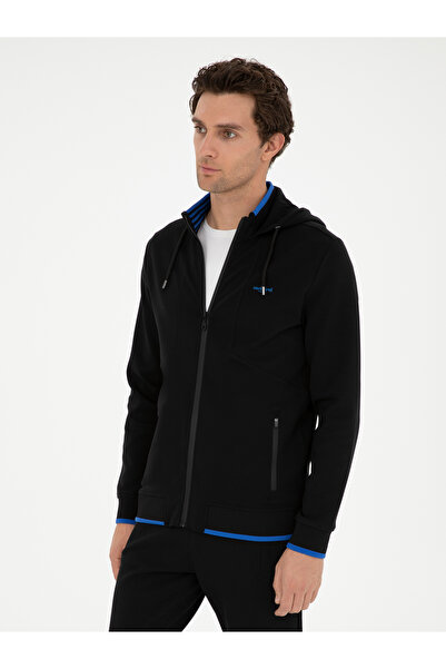 Cacharel Black Regular Fit Hooded Sweatshirt 50284611-Vr046