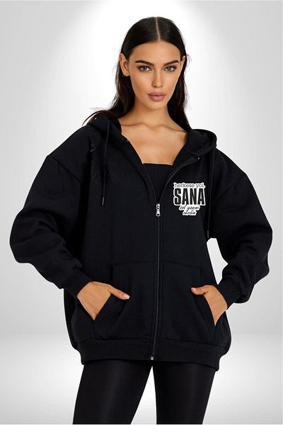 Angemiel Black Hooded Printed Cardigan Sweats for Men and Women - I Gave You the Way to Everyone Lettering on the Left Side