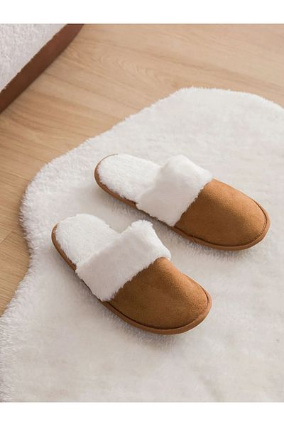 LC Waikiki LCW HOME Ανοιχτό Buff Κλειστό Μπροστινό Λούτρινο Γυναικείο Σπίτι Παντόφλες