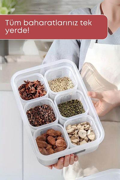 GRİMOR Life 7 Pieces Leak Proof Airtight Spice Rack Storage Container 3.5 Lt - Spice Set - Sticker Gift