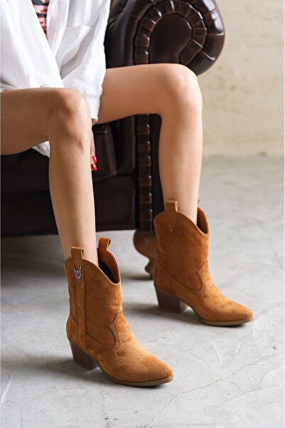 MODAADAM Kadın Grant Kısa Kovboy Bot - Taba Süet