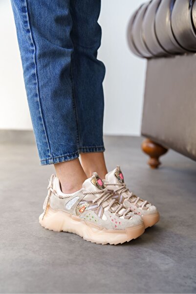 MODAADAM Kadın Tofino Kalın Tabanı Spor Ayakkabı - Bej