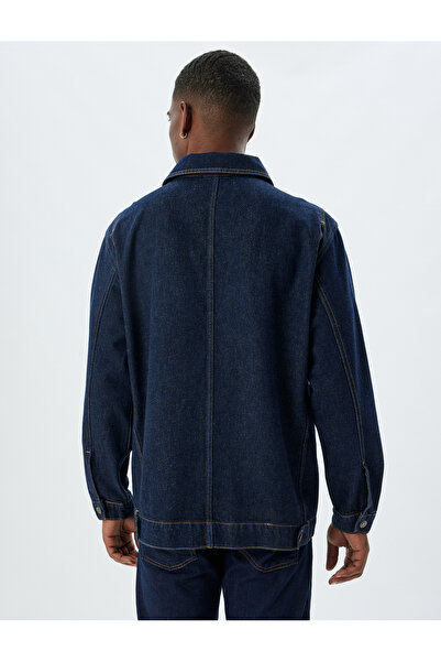 Koton Βαμβακερό Oversize Τζιν Μπουφάν - Πουκάμισο γιακά, Κουμπιά