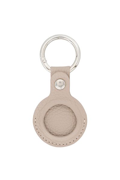 PLM Apple AirTag Compatible Leather Keychain, Beige Color