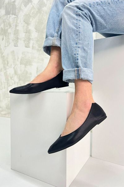 inizio Balerini negri din piele naturală GD53