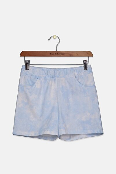 Hudson شورت قصير بجيوب جانبية وصبغة ربطة عنق للبنات الصغار، أزرق فاتح