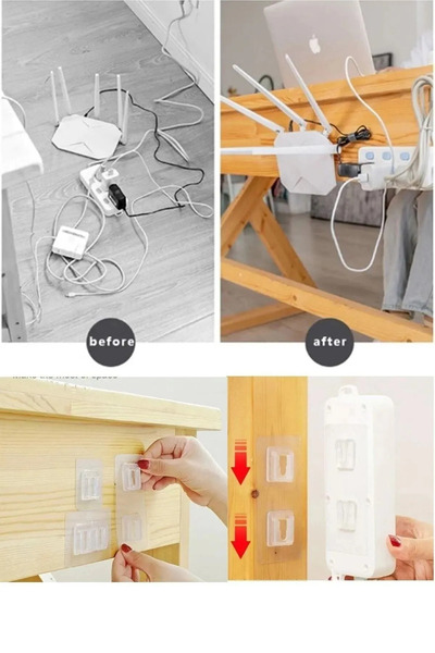 ARVALE 1 Adet Çift Taraflı Yapışkanlı Geçmeli Klips Eşya Sabitleme Askısı Şeffaf Duvar Kancası