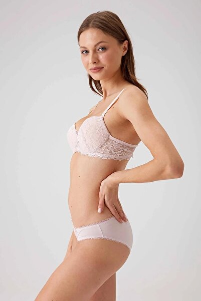 Pierre Cardin 4561 Milan Push up and Lace Dowry Bra and Panty Set - Powder