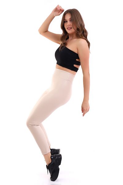 Winmoda34 Women's Thermal Faux Leather Leggings with Fleece Inside High Waist