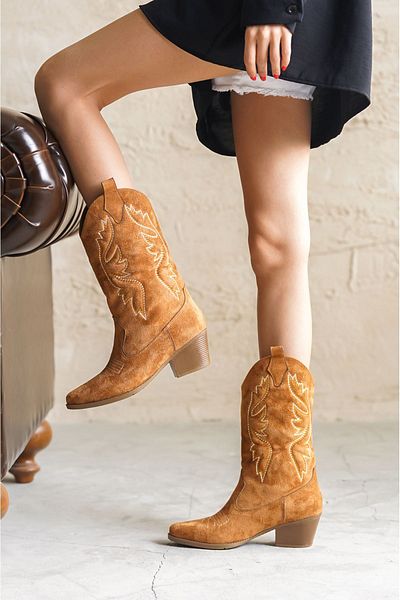 MODAADAM Γυναικείες μπότες Vance Cowboy - Tan Suede