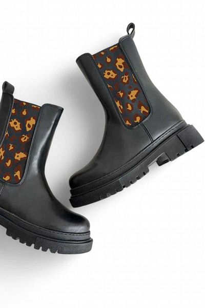 Lideral Cizme de damă cu model LEOPARD, potrivire confortabilă, talpă anti-alunecare, căptușeală caldă elastică