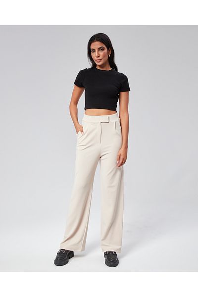 NEVEGE BUTİK Lycra Knitted Women's Palazzo - Velcro Waist, Stone Color