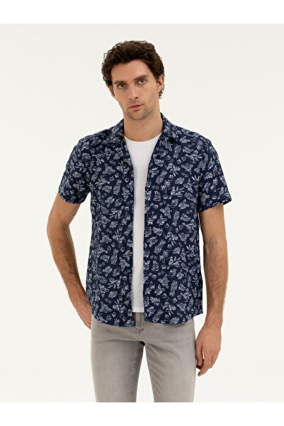 Cacharel Lacivert Regular Fit Kısa Kollu Gömlek 50284428-VR033