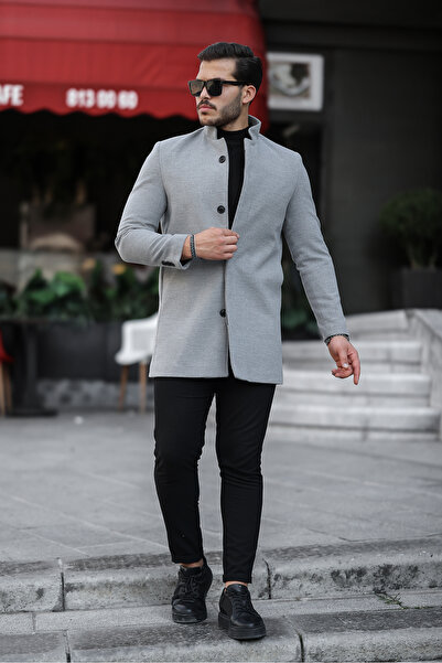 Mero Life Men's New Season Light Gray Stamp Coat