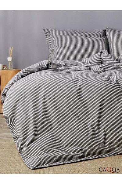 CAQQA Line Striped Children and Youth Single Cotton Elastic Duvet Cover Set