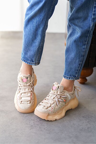 MODAADAM Kadın Tofino Kalın Tabanı Spor Ayakkabı - Bej