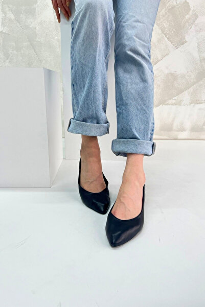 inizio Black Loyal Genuine Leather Ballerinas Gd53