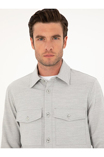 Cacharel Gri Slim Fit Ceket Gömlek 50288987-VR024