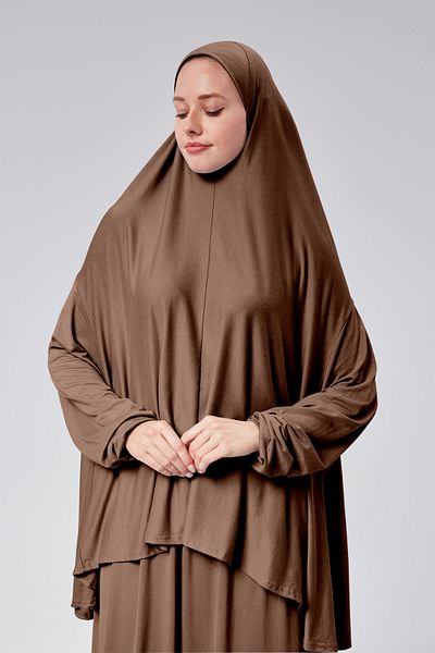 Sonbaharmoda Φόρεμα προσευχής - δύο τεμάχια, οργανικό βαμβάκι, ελαστικό μανίκι, αντιολισθητική φούστα, χτενισμένο βαμβακερό μουσουλμανικό