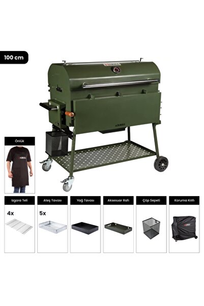 IGRILL Barbekü 1000 mm Kömürlü Mangal (Yeşil)