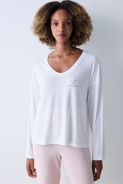 Penti Dreamy Off White T-Shirt-Pyjama-Oberteil