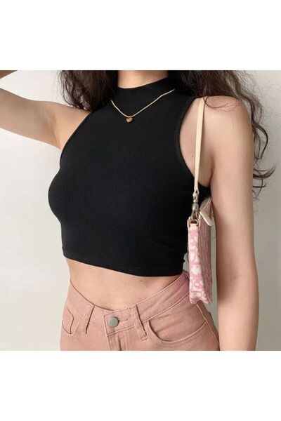 ÖZ PAMUK Γυναικεία πλεκτή μπλούζα με ζιβάγκο αμάνικη