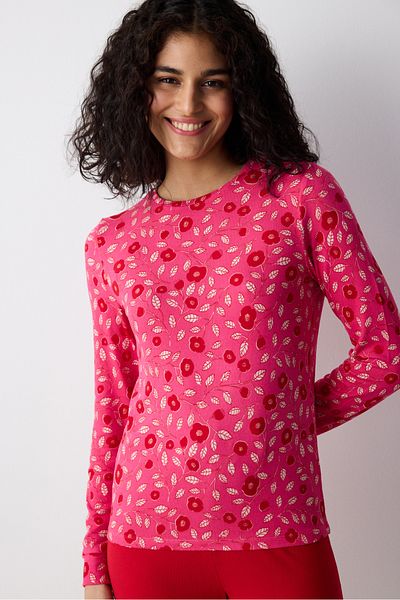 Penti Bloom bedrucktes Fuchsia Thermo-Pyjama-Oberteil
