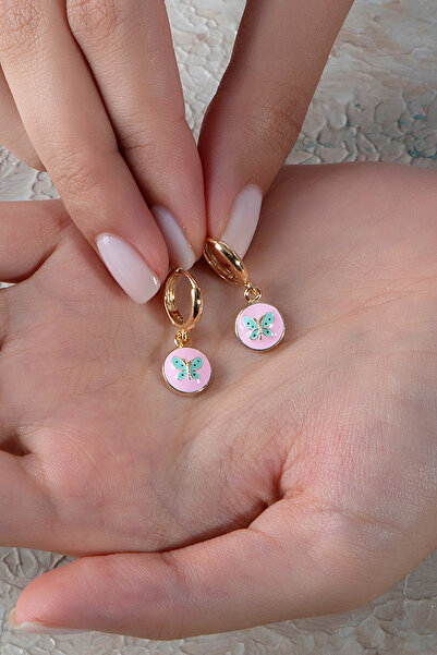 Else Silver 925 Ayar Gümüş Mineli Kelebek Çocuk Küpesi