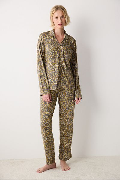 Penti Aging Collagen Leopard Grey Hemd-Hosen-Pyjama-Set