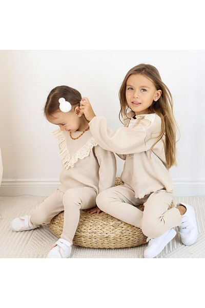 Elidabutik Beige Suit with Sherry Frills