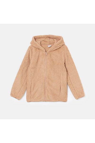 LC Waikiki Lcw Kids Hooded Plush Girls Zippered Sweatshirt