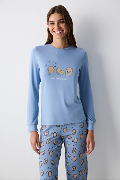 Penti Have Fun Thermal Light Blue Pijama Top