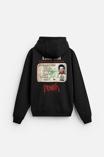 Butik Trend We Hooded Kangaroo Pocket Medellin Printed Sweatshirt