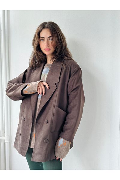 Retrobird Ретро тъмнокафяво яке Oversize от 90-те години - Дамско