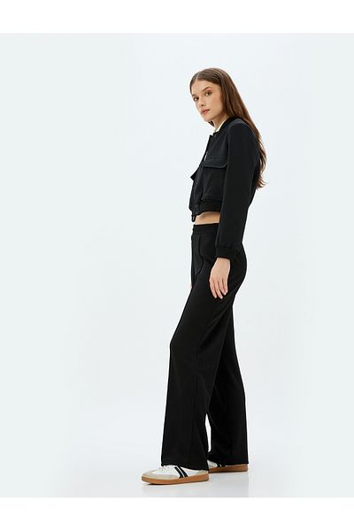 Koton Women's Black Trousers 5Wak40054Ek