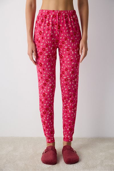 Penti Floral Detailed Fuchsia Thermal Pajama Bottoms